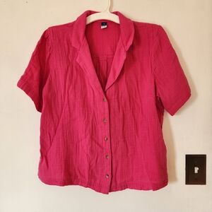 🌸Old Navy bright pink cotton button down top Size M